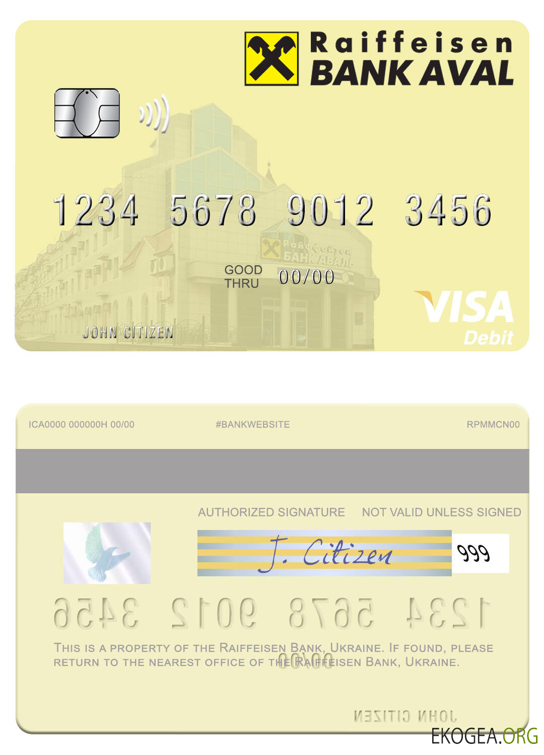 Carte de débit visa de la Banque Raiffeisen d'Ukraine